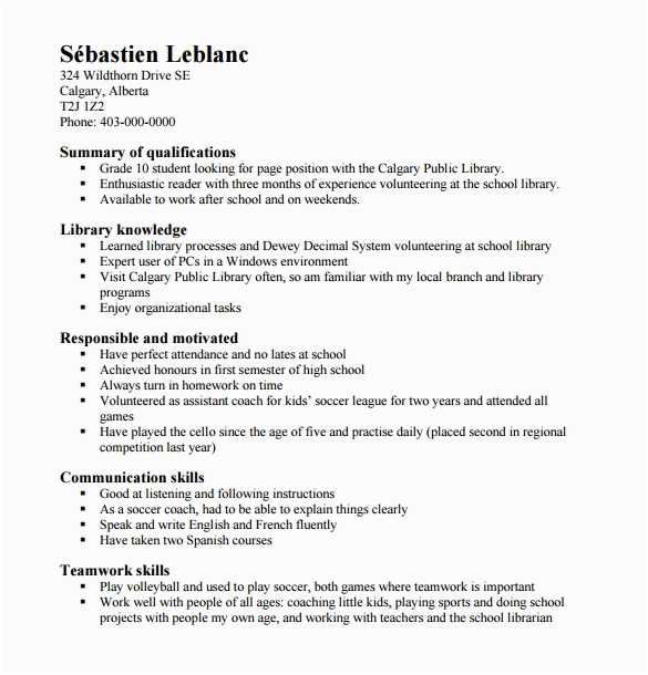 high school resume template