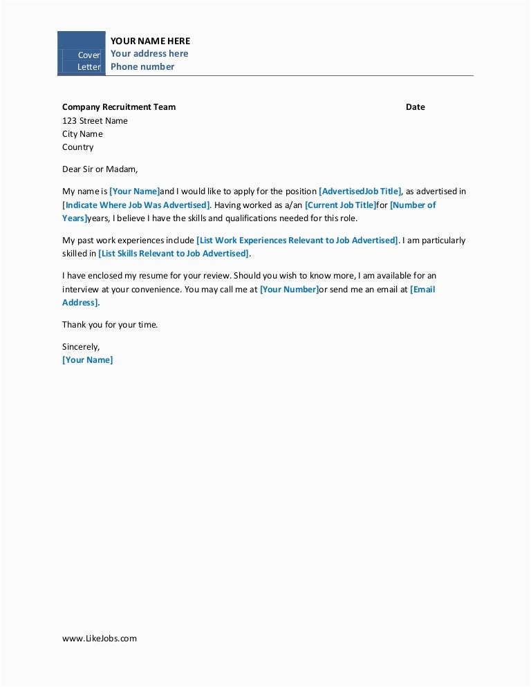 simple cover letter template