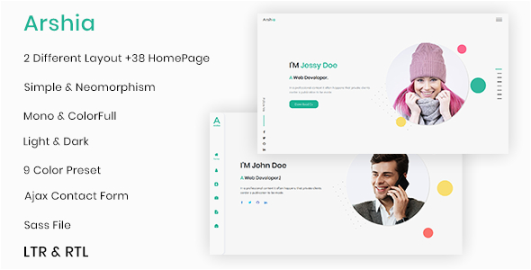 free arshia bootstrap 4 personal portfolio and resume template rtl nulled latest version