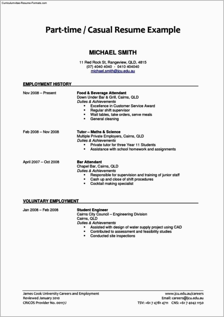 part time job resume templates