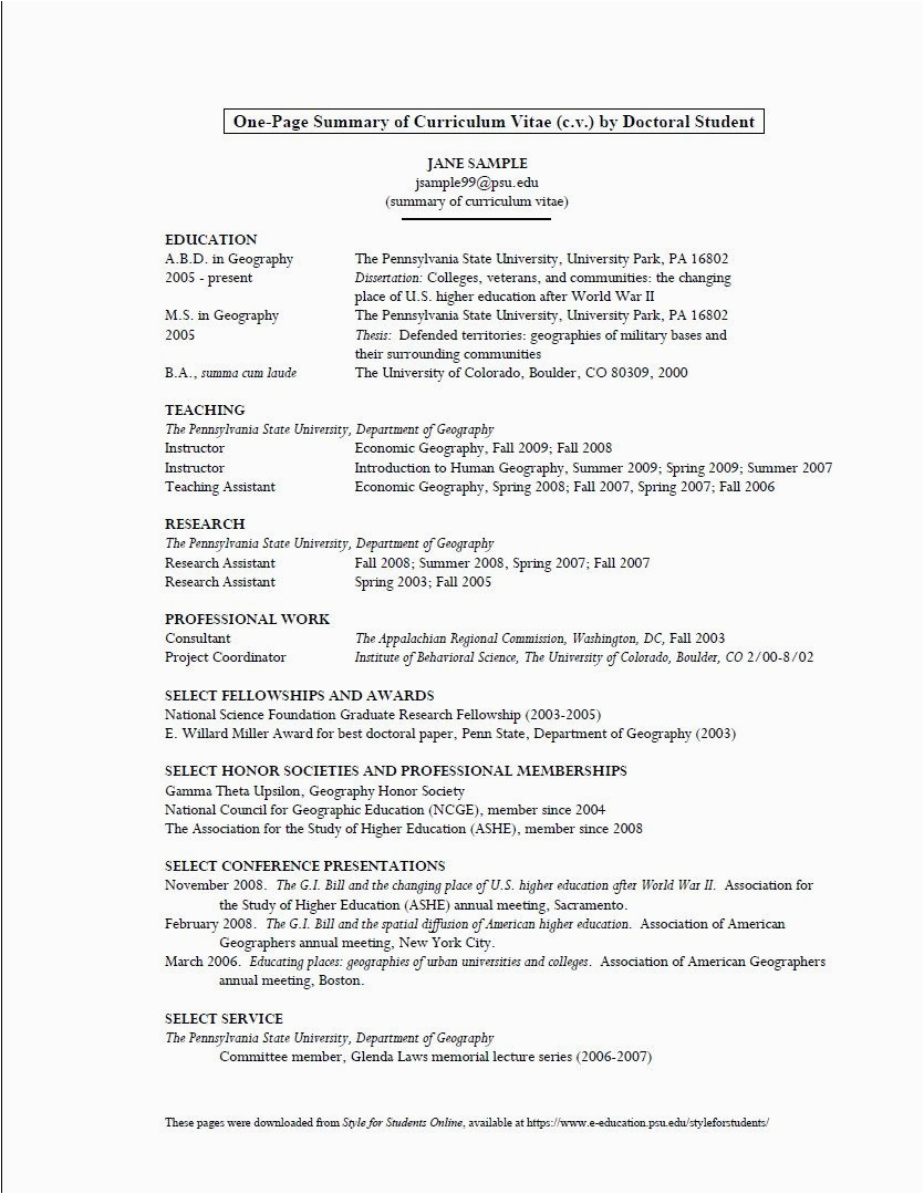 resume format for psu