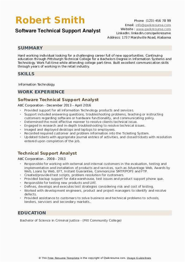 Technical software Support Analyst Sample Resume Technical Support Analyst Resume Samples